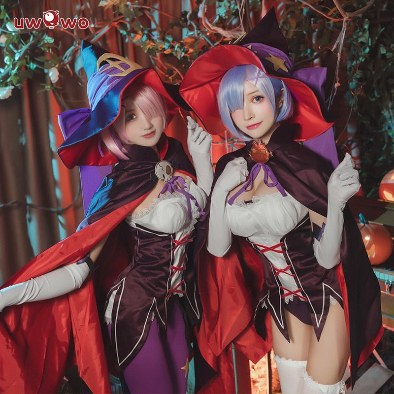 UWOWO Ram Cosplay Halloween Re:Life in a different world from zero Cosplay Rem Ram Re zero Cosplay Party Costume