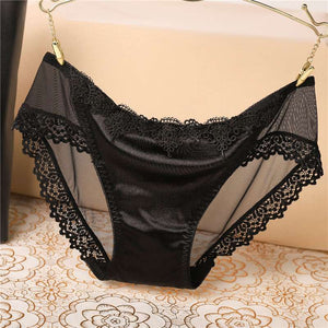 Sexy Lace Knickers Women Underwear Briefs Seamless Panties Shiny Satin Lady