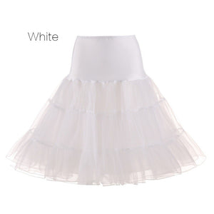 Free Short Organza Halloween Petticoat Lolita Rockabilly Ruffle Vintage Women's 50s Crinoline Tutu Underskirt 26" For Cosplay