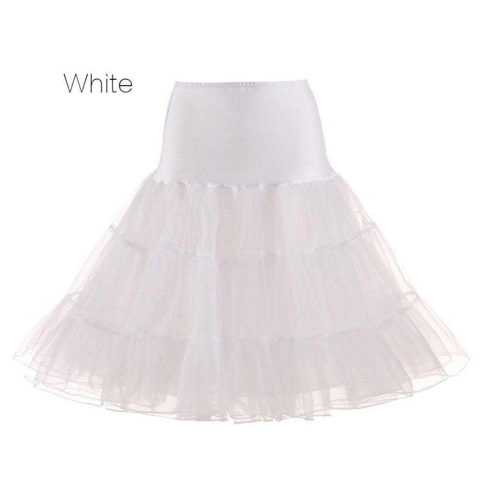 Free Short Organza Halloween Petticoat Lolita Rockabilly Ruffle Vintage Women's 50s Crinoline Tutu Underskirt 26
