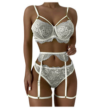 Load image into Gallery viewer, Hot Erotic Sexy Lingerie Set Women Push Up Bra Garter Set Lace Backless Straps Transparent Underwear Sets Plus Size Lenceria
