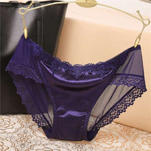 Load image into Gallery viewer, Sexy Lace Knickers Women Underwear Briefs Seamless Panties Shiny Satin Lady
