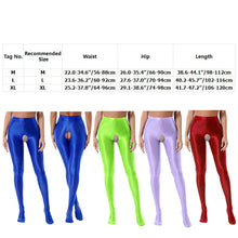 Load image into Gallery viewer, Womens Glossy Crotchless Pantyhose Sexy High Waist Oily Shiny Tights Leggings pants Exotic Wetlook Open Crotch  Nightwear
