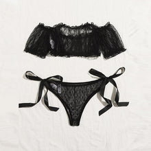 Load image into Gallery viewer, Sensual Lingerie Woman Sexy Bra Set See Through Exotic Sets Babydoll Lingerie Floral Off Shoulder Bralette Ruffle Sexy Underwear
