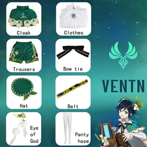 Genshin Impact Venti Cosplay Costume Uniform Wig shoes Cosplay Anime